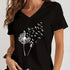Dandelion Print V Neck T-Shirt for Spring & Summer
