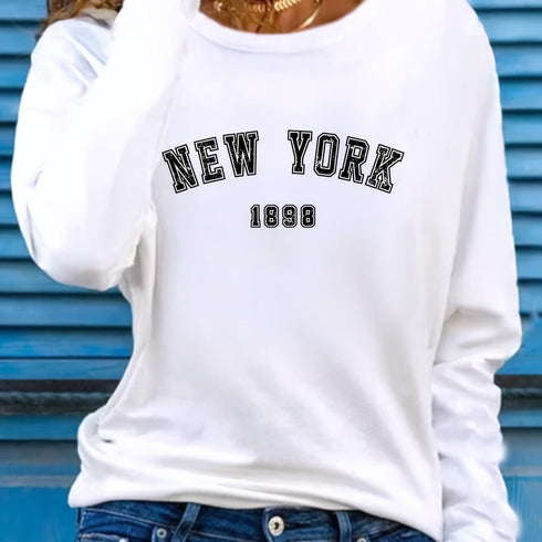 Women's New York Print Long Sleeve T-Shirt