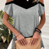 Color Block Cold Shoulder T-Shirt for Women