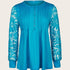 Women's Lace Contrast Pleated Long Sleeve T-Shirt