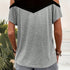 Color Block Cold Shoulder T-Shirt for Women