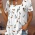 Women's Feather Print Square Neck T-Shirt