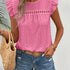 Solid Eyelet Ruffle Trim T-Shirt