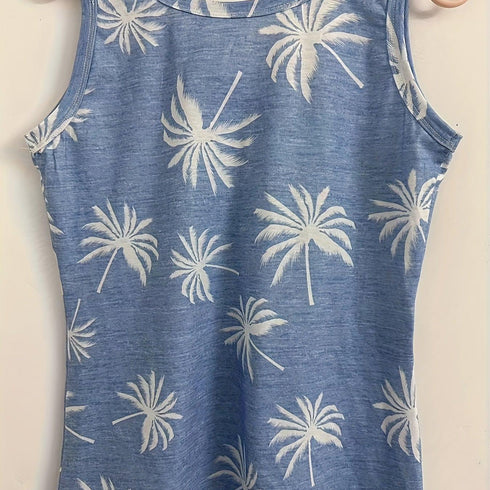 Graphic Print Button Front Tank Top