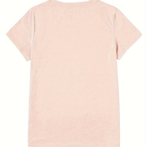 Heart Print Short Sleeve T-shirt for Women