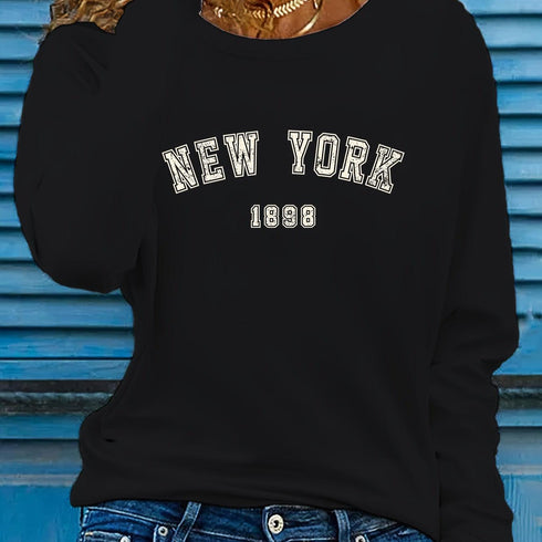 Women's New York Print Long Sleeve T-Shirt