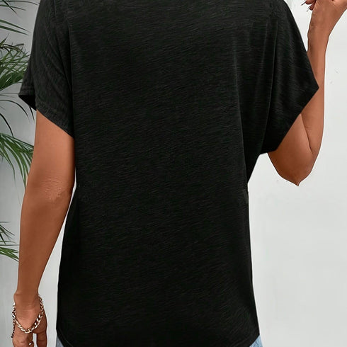 V Neck Loose Solid Casual T-shirt for Spring Summer