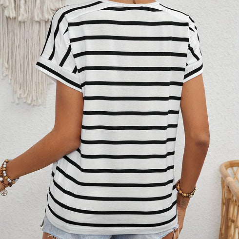 Striped Crew Neck T-shirt for Women