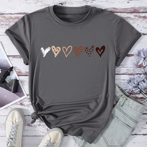 Heart Print T-shirt for Women - Casual Short Sleeve Top