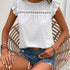 Solid Eyelet Ruffle Trim T-Shirt