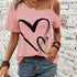 Women's Heart Print One Shoulder T-Shirt