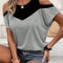 Color Block Cold Shoulder T-Shirt for Women