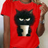 Women's Cat Print T-Shirt - Casual Summer Top