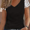 Women's Contrast Lace V-Neck T-Shirt