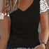 Women's Contrast Lace V-Neck T-Shirt