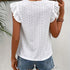 Solid Eyelet Ruffle Trim T-Shirt