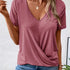 Twist Hem V Neck T-Shirt for Women
