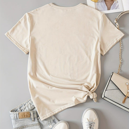 Women's Cartoon Fruit Print T-Shirt - Short Sleeve Top