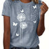 Dandelion & Butterfly Print T-Shirt Casual Crew Neck Top