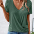 Twist Hem V Neck T-Shirt for Women