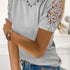 Women's Elegant Lace Crew Neck Short Sleeve T-Shirt