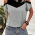 Color Block Cold Shoulder T-Shirt for Women