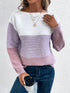 Elegant Three-Colour Patchwork Sweater for Women