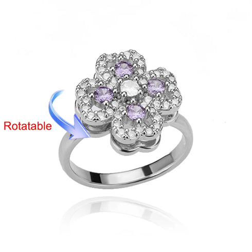 Four Clover Rotating Anxiety Ring - Adjustable Gold