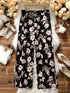 Plus Size Floral Print Wide Leg Trousers for Women