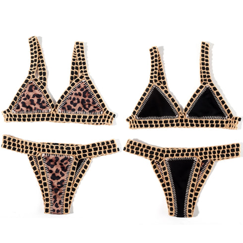 Reversible Leopard Crochet Bikini Set