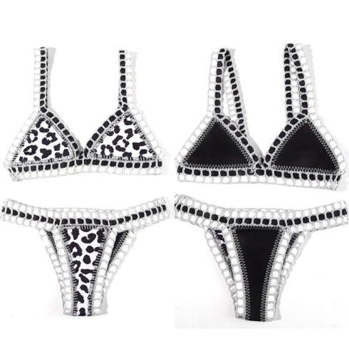 Reversible Leopard Crochet Bikini Set