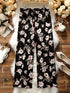 Plus Size Floral Print Wide Leg Trousers for Women