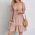 Summer Bohemian V-Neck Ruffled A-Line Mini Dress