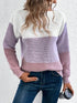 Elegant Three-Colour Patchwork Sweater for Women