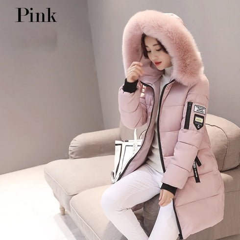 Elegant Hooded Winter Parka with Fur Collar
