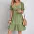 Summer Bohemian V-Neck Ruffled A-Line Mini Dress
