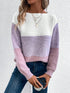 Elegant Three-Colour Patchwork Sweater for Women