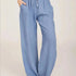 High Waist Wide-Leg Cotton Linen Pants for Women