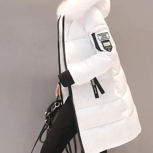 Elegant Hooded Winter Parka with Fur Collar