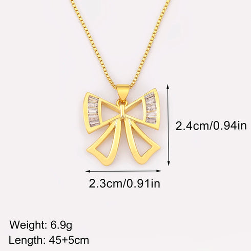 Nidin New Trendy Bow Knot Charm Pendant Necklace S/L Options
