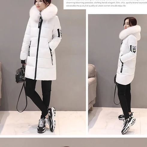 Elegant Hooded Winter Parka with Fur Collar