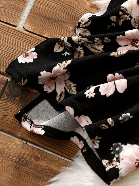 Plus Size Floral Print Wide Leg Trousers for Women