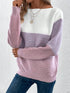 Elegant Three-Colour Patchwork Sweater for Women
