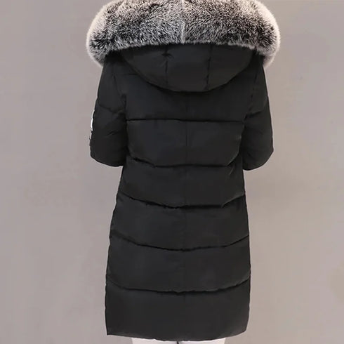 Elegant Hooded Winter Parka with Fur Collar