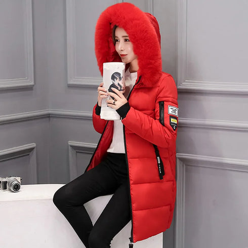 Elegant Hooded Winter Parka with Fur Collar