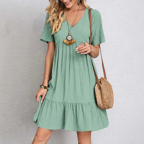 Summer Casual A-Line Dress with Ruffles