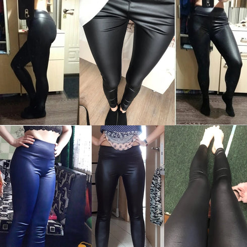 High Waisted PU Leather Leggings for Women