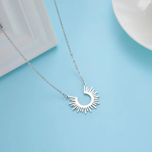 Sun Ray Pendant Necklace in Gold