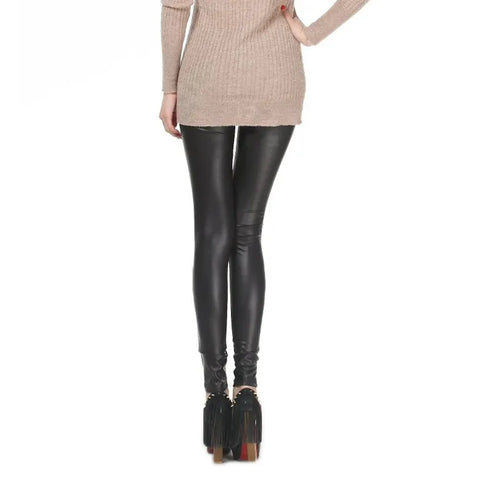 High Waisted PU Leather Leggings for Women