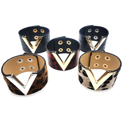 Europe Crack Leather Bracelet For Women Femme Punk Style Soft Jewellery